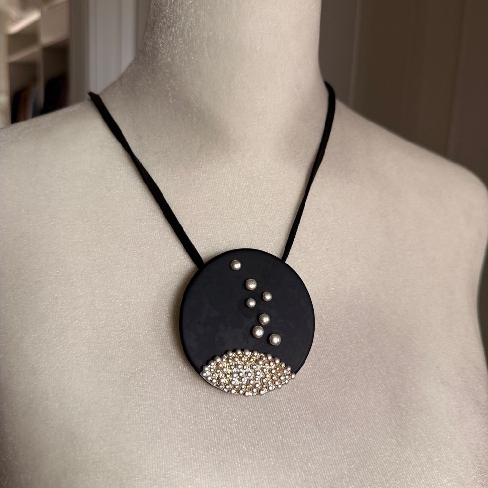 MarlaWynne Black and Gold Statement Necklace New